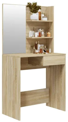 Imagen del producto de Tocador con espejo color roble sonoma 74,5x40x141 cm