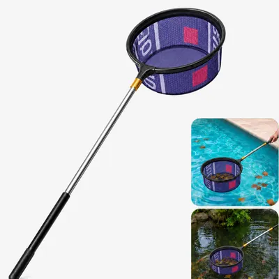 Produktbild von Teichkescher mit Teleskopstange 150 cm, feinmaschiger Poolkescher, Fischkescher mit Aluminiumrahmen, für Pool, Gartenteich und Outdoor