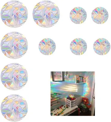 Produktbild von 10 Stück Regenbogenvogelbeschermungsfolie, Regenbogenzonnevangersticker, Vogelabwehrfolie für Fenster