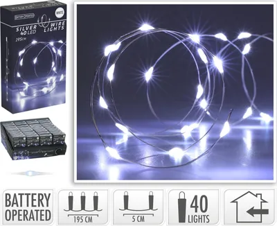 Zdjęcie produktu dla LED Lichterkette Silberdraht 40 LED kaltweiß 36 Stück Verkaufseinheit 412569 8720573662413