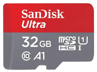 Produktbild von SanDisk Ultra microSD, 32 GB, MiniSDHC, Klasse 10, UHS-I, 120 MB/s, Grau, Rot