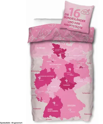 Produktbild von SkyBrands Kinderbettwäsche 135x200 80x80 Baumwolle Schlafschule Pink