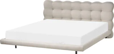 Produktbild von BELIANI Polsterbett Beige Stoff 180 x 200 cm Gestepptes Kopfteil Niedriger Bettrahmen mit Lattenrost Modernes Design für Schlafzimmer