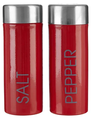 Salz- und Pfefferstreuer-Set, rotes Email, 4x4x11 cm