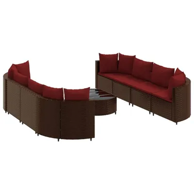Productafbeelding van 9-delige Loungeset met kussens poly rattan bruin