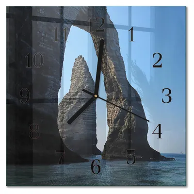 Produktbild von Tulup Glasuhr Wanduhr Küchenuhr Echt-Glas 30x30 cm Modern Dekorativ Geräuschlos Schwarzen Zeigern - Stein