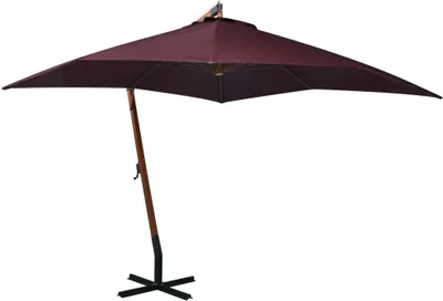 Produktbild von The Living Store Ampelschirm mit Mast Bordeauxrot 3x3 m Massivholz Tanne