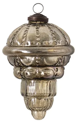 Image de Clayre & Eef Boule de Noël Ø 8 cm Brun Argenté Verre
