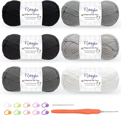 Produktbild von Häkelgarn 6 x 50 g, 60% Baumwolle, 50%.Polyacryl, schwarz, für Babyprojekte
