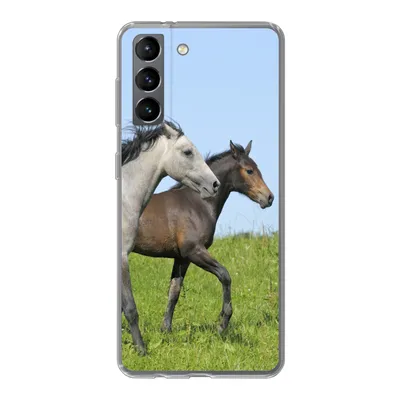 Produktbild von MuchoWow® Handyhülle Schutzhülle Hülle für Samsung Galaxy S21 Pferde - Tiere - Gras Silikon Softcase Handy Hülle - Softcase