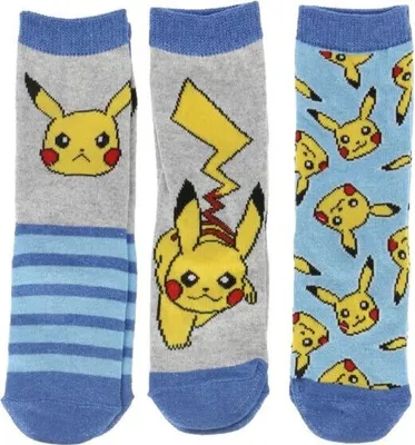 Zdjęcie produktu dla Zestaw 3 skarpetek dziecięcych Pokémon z różnymi motywami niebieski 27/30