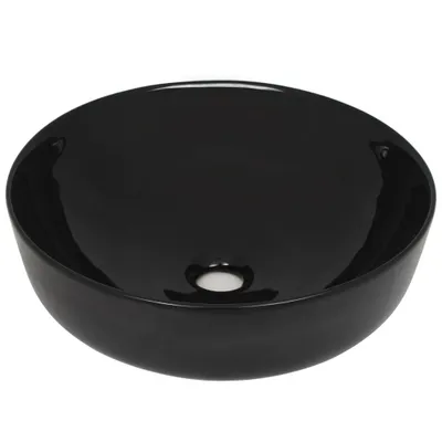 Produktbild von vidaXL Waschbecken Keramik Rund Schwarz 41,5 x 13,5 cm
