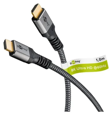 Image de Goobay 65260 Câble HDMI 1 m HDMI Type A (Standard) Noir, Argent