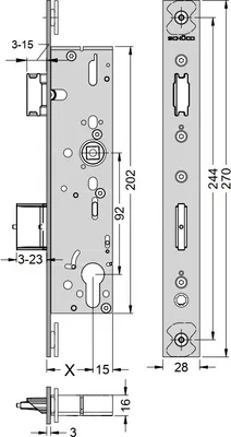Produktbild von Schüco Antipanik Riegel-Fallenschloss 241924 Fkt E