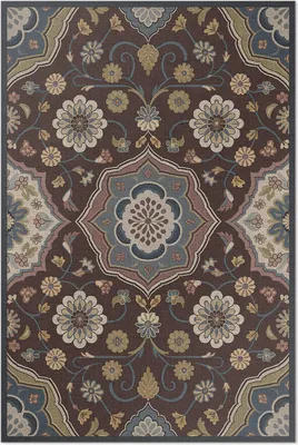 Imagen del producto de Alfombra de vinilo con motivos florales y vegetales en estilo vintage – 140x210 cm – Alfombra para interiores – Ideal para pasillos – Fácil de limpiar – Diseño moderno