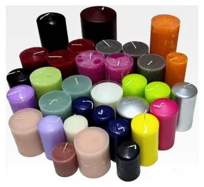 Produktbild von 5 kg Bunte Stumpenkerzen  gemischt in verschiedenen Farben und Größen