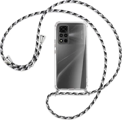 Produktbild von Handykette Backcover-Schutzhülle mit Band (Metall silberfarben) für Honor View 40 Pro (V40 Pro, 6.6'') - schwarz/grau/weiß