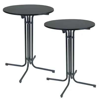 Produktbild von 2x Stehtisch klappbar Ø 80 cm Höhe 110 cm Stahl Gastrotisch Partytisch Bistrotisch in Anthrazit