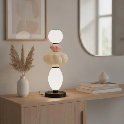 Productafbeelding van Tafellamp Oneta wit - roze - beige, AI-gegenereerde afbeelding