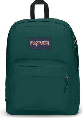 A studio shot of a green backpack.