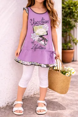 Produktbild von 3965 BONDI Mädchen Longtop – Lila – mit Strasssteinen – Gr. 110 – Baumwoll-Stretch Shirt