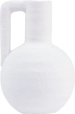 Produktbild von Deko Vase Weiß Mini Keramik Vintage Blumenvase Henkel H15cm