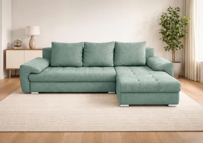 Produktbild von Ecksofa mit Schlaffunktion, ausziehbares Ecksofa VELUTO, Eckcouch mit Wellenfederung.