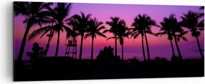 Produktbild von Bild auf Leinwand - Leinwandbild - Sonnenuntergang dämmerung sonne palme - 140x50cm - Wand Bild - Wanddeko - Leinwanddruck - Bilder - Kunstdruck - Leinwand bilder - Wandkunst - AB140x50-2788