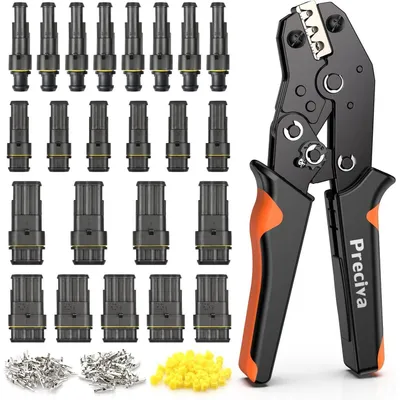 Immagine prodotto di Kit di connettori per auto, 350 pezzi, impermeabili, con connettori rapidi e pinza crimpatrice da 0,5-1,5 mm², disponibili in configurazioni da 1/2/3/4 poli