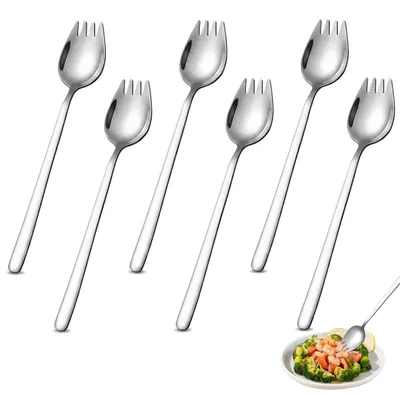 Produktbild von Besteck-Set - 6-teilig aus Edelstahl - Göffel Löffel Gabel Spork Mischbesteck - 19 cm