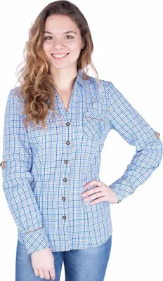 Produktbild von Trachtenbluse Estland blau kariert 38