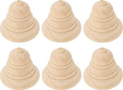 Image de 10 cloches en bois non peintes comme décoration de Noël mignonne avec corde de suspension