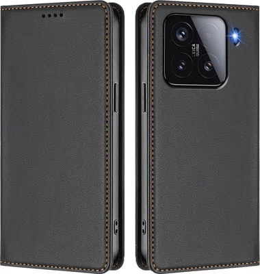 Produktbild von Handyhülle für Xiaomi 15, Kunstleder Klapphülle Stoßfeste Magnetische Hülle mit Ständer Schwarz