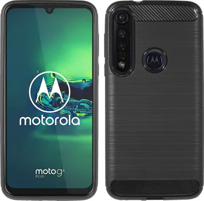 Produktbild von cofi1453® Silikon Hülle Carbon kompatibel mit MOTOROLA MOTO G8 PLUS TPU Case Soft Handyhülle Cover Schutzhülle Schwarz