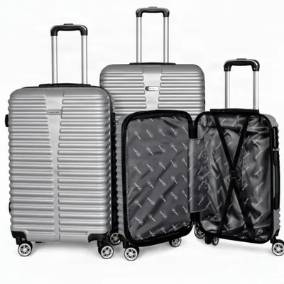 Produktbild von LEX 3er Kofferset Trolley ABS (55x37x24cm, 65x43x27cm, 75x49x29cm) MC3078 SILBER