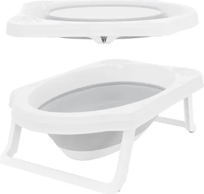 Productafbeelding van ECD Duitsland babybad met opklapbare voetjes, 33 liter, 80x46 cm, wit/grijs