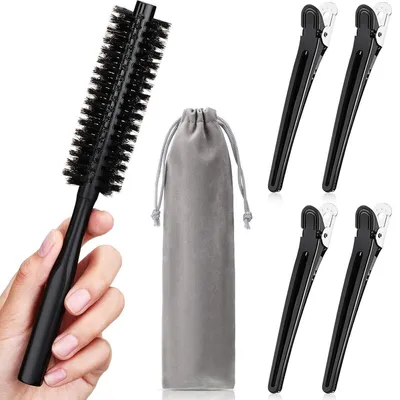 Produktbild von Kleine Runde Haarbürste 1,2 Zoll für Kurz Haar mit 4 Haarspangen und Tasche