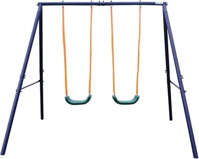 Imagen del producto de Columpio, columpio doble, construcción robusta, montaje sencillo, para niños de 3 a 8 años, peso máximo de 90,72 kg, para uso en exteriores, terraza, jardín, balcón