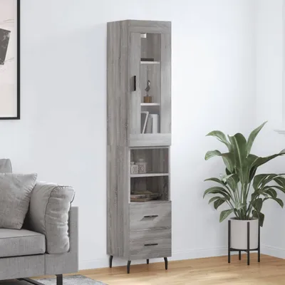 Produktbild von vidaXL Highboard Grau Sonoma 34,5x34x180 cm Holzwerkstoff