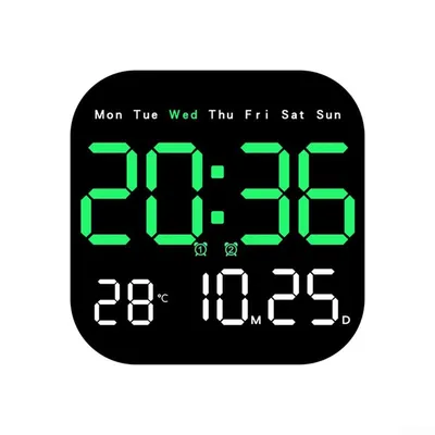 A digital clock displaying the time, date, and temperature.