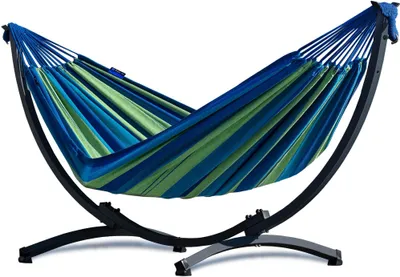 Produktbild von Potenza Hängematte mit Gestell I Stabiler Rahmen 200kg - 250cm Balkon I Hängematte 200x120cm I Indoor Outdoor Garten Pool Terrasse Stahl