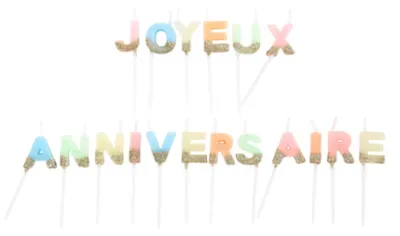Produktbild von 18 Bunte Geburtstagskerzen mit Goldglitzer 4,3 cm - Happy Birthday -