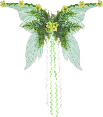 Produktbild von Schmetterlings-Feenflügel für Frauen und Mädchen, Waldelfenflügel mit künstlichen Blumen, Blättern und Ranken, funkelnde Engelsflügel für Halloween-Cosplay-Kostüm