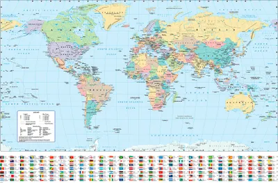 Obrázok produktu pre Mapa sveta s vlajkami Plagát Harper Collins, 2023 91,5 x 61 cm