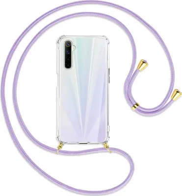 Produktbild von Handykette Backcover-Schutzhülle mit Band (Metall goldfarben) für Realme 6 / 6S - violett