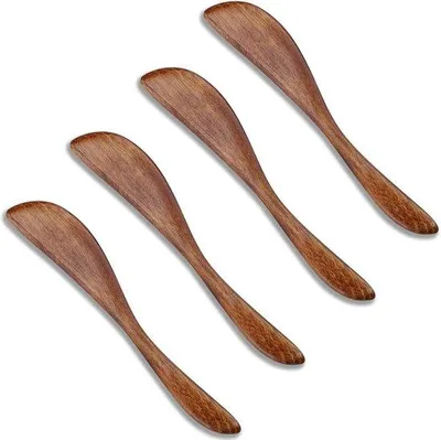 Image de Set de couteaux à beurre en bois - 4 pièces - pour le beurre, la confiture, le fromage et bien plus encore
