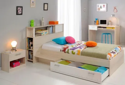 Produktbild von Kinderzimmer Parisot "Charly" Jugendzimmer Set mit Stauraum-Bett 90x200 und Schreibtisch