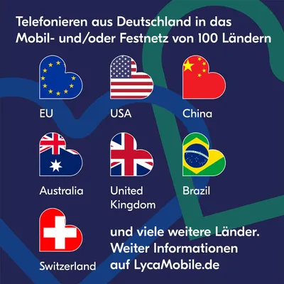 Marketing image showing flags of different countries with text about international calling.