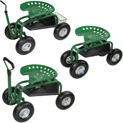 Produktbild von Gartenhocker Rollhocker Gartensitz Sitzwagen Fahrbarer Rollwagen 150kg Stahl G3