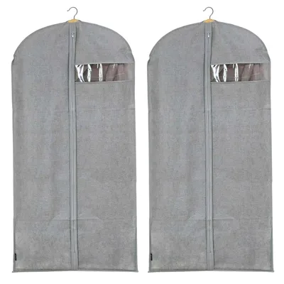 Produktbild von 2er Pack Premium Kleidersack 60 x 135 cm Polypropylen Kleiderhülle mit Reißverschluss & Sichtfenster Schutzhülle Kleiderschutz